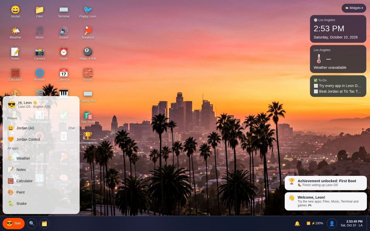 Leon OS Start menu
